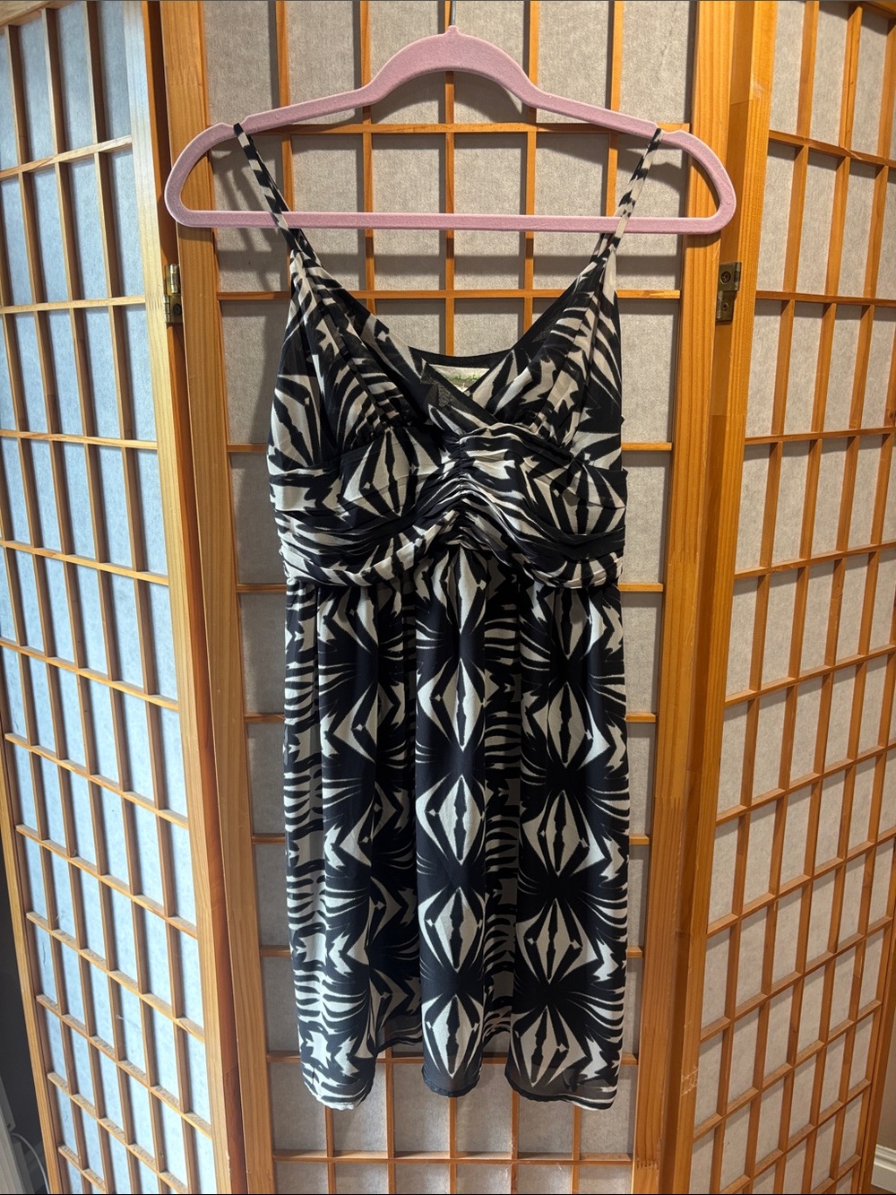 Staring at Stars Black and White Printed Spaghetti-Strap Mini Dress
